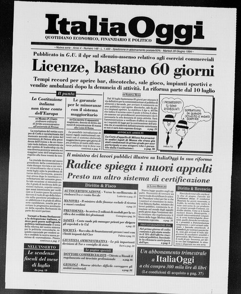 Italia oggi : quotidiano di economia finanza e politica